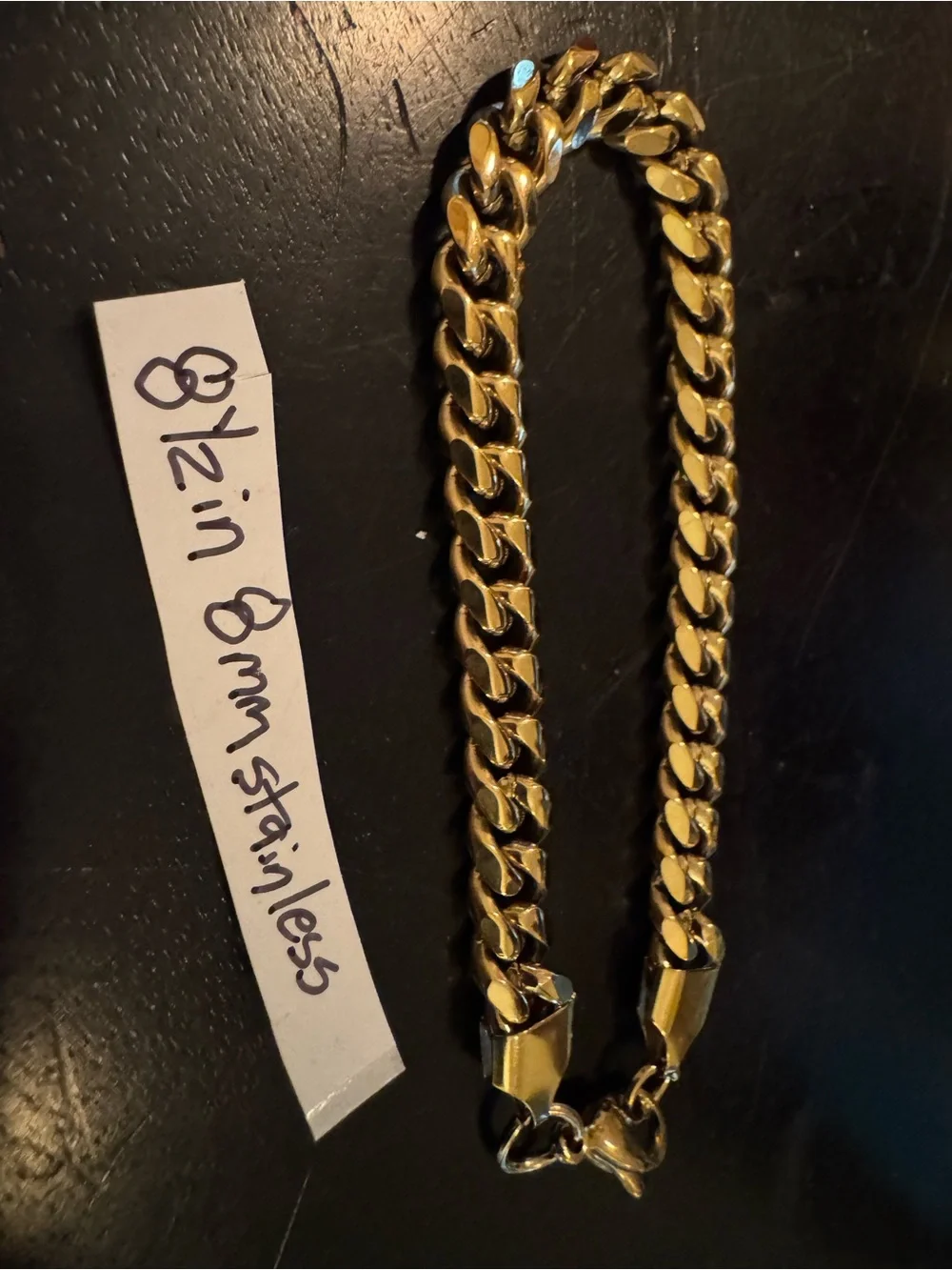 Gold Stainless Steel Cuban Link Bracelet for Men - 8.5in